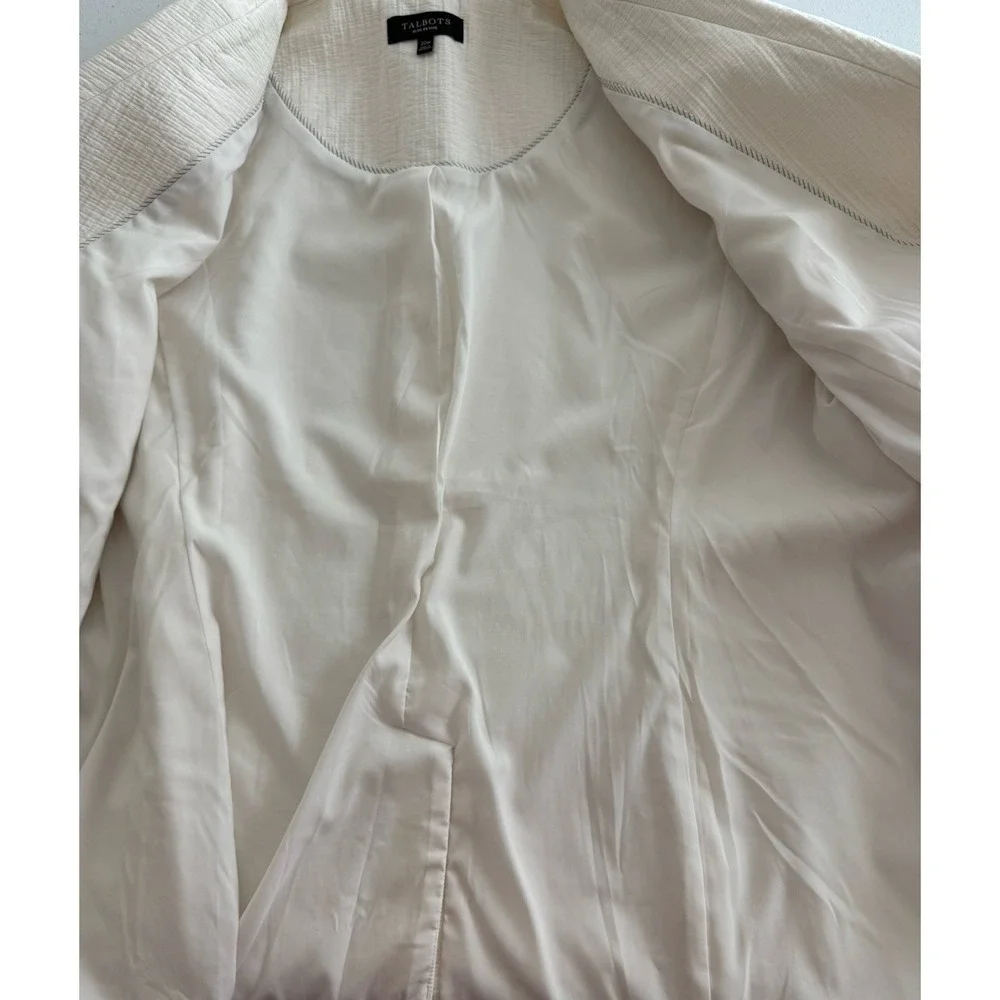 NWOT Talbots Petite Plus Women's 20W Ivory Double Breasted Blazer Lined Pockets